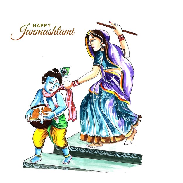 janmashtami 축하 카드 배경의 인도 힌두교 축제