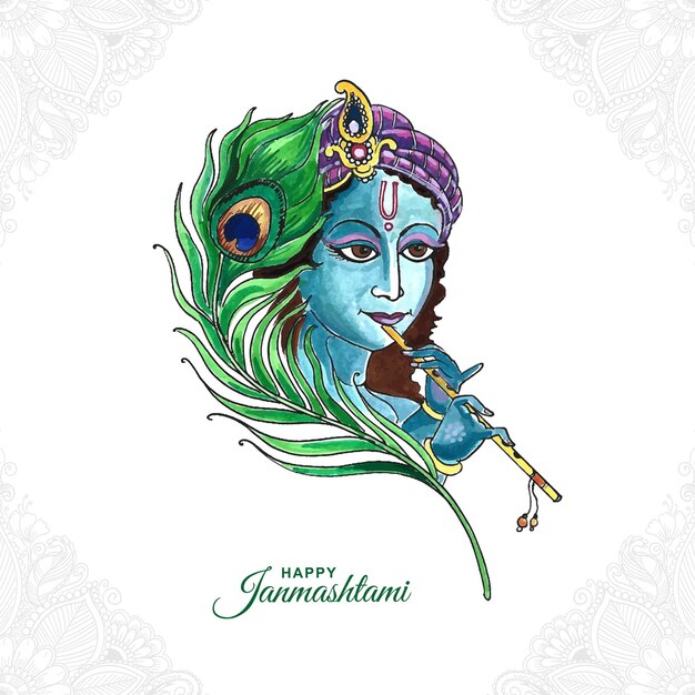 Indian hindu festival of janmashtami celebration card background