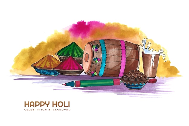 Indian holi traditional festival colorful card design