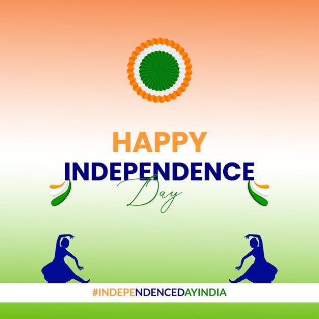 Free vector indian independence day 15 august national poster orange blue green social media poster banner free vector