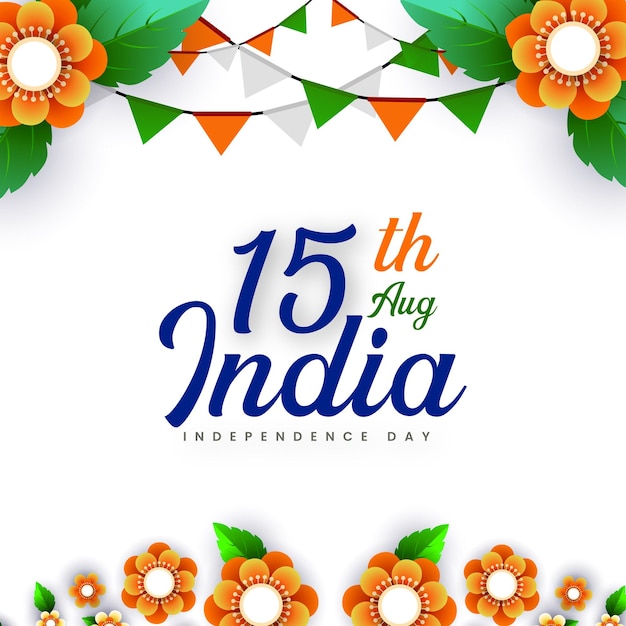 Free vector indian independence day 15 august national poster orange blue green social media poster banner free vector