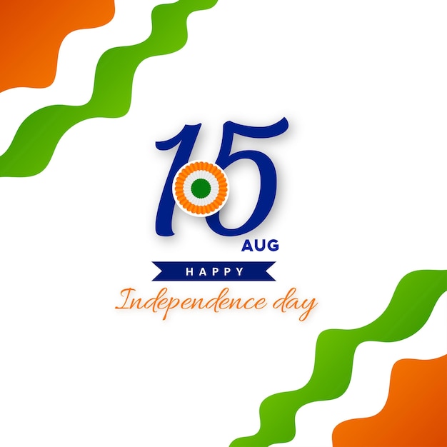 Indian Independence Day 15 August National Poster Orange Blue Green Social Media Poster Banner Free Vector