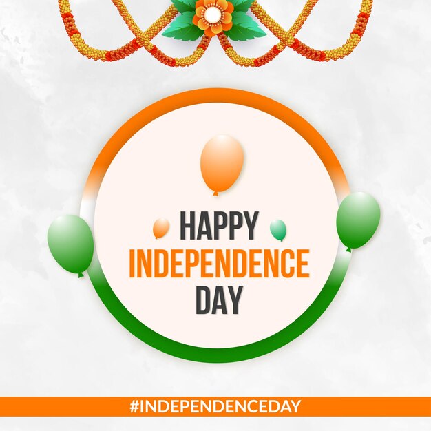 Indian Independence Day 15 August National Poster Orange White Green Social Media Poster Banner Free Vector