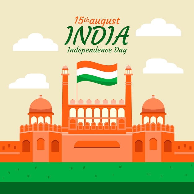 Indian independence day background in flat style