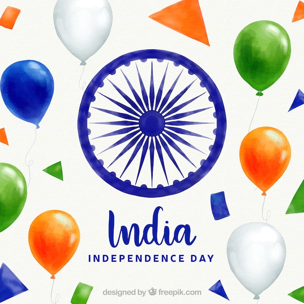 Indian independence day background with realistic balloons