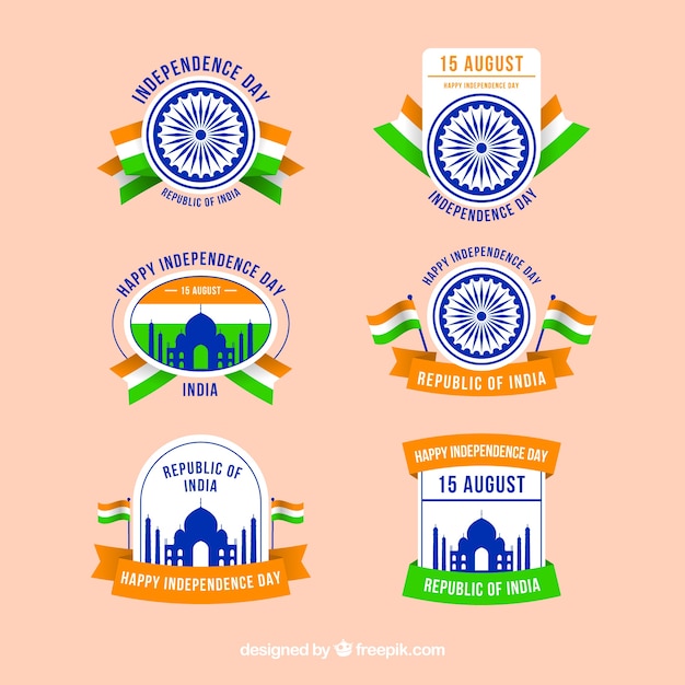 Free vector indian independence day badges