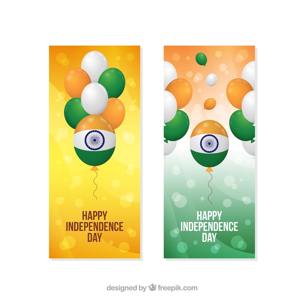 インドの独立記念日の風船とバナー