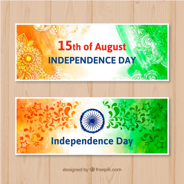 Free vector indian independence day sale banner in watercolor style