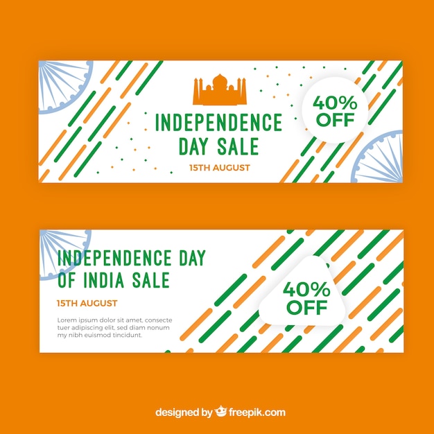 Indian independence day sale banners