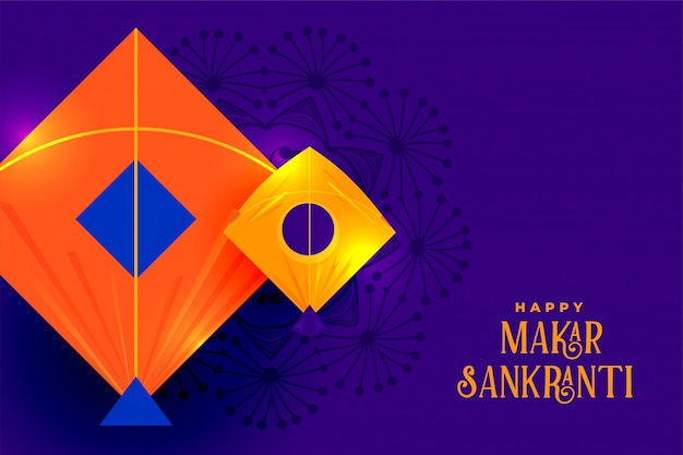 Indian kites festival makar sankranti greeting card design