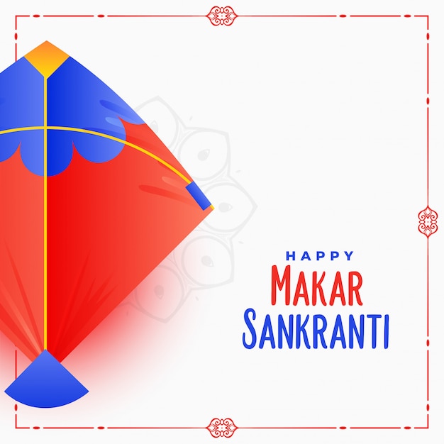 Free vector indian makar sankranti festival card design with kite