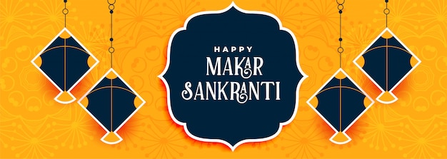 Indian makar sankranti festival of kites banner design