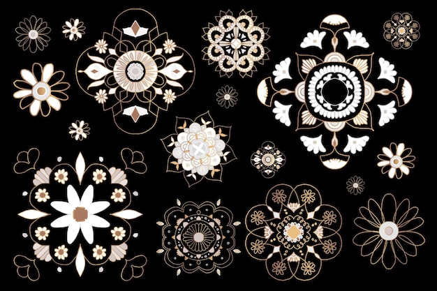 Indian Mandala element symbol  oriental floral illustration collection