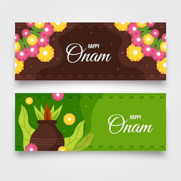 Free vector indian onam banners set