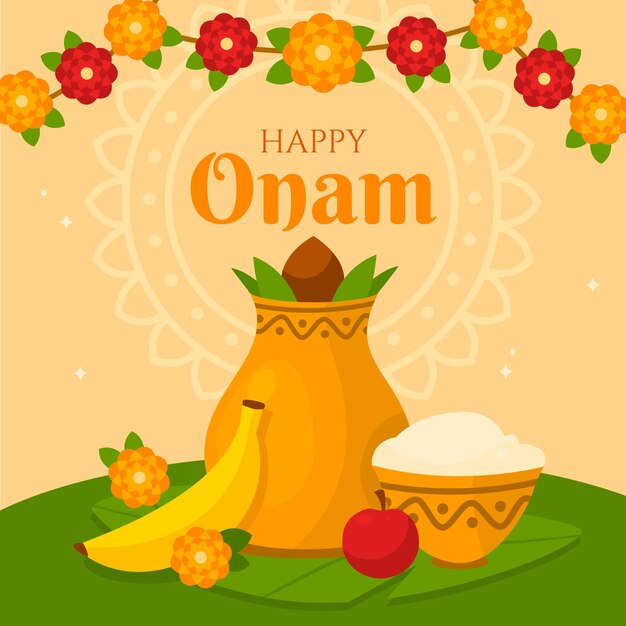 Vettore gratuito illustrazione di onam indiano