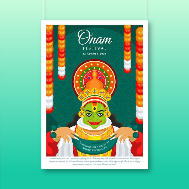 Free vector indian onam vertical poster template