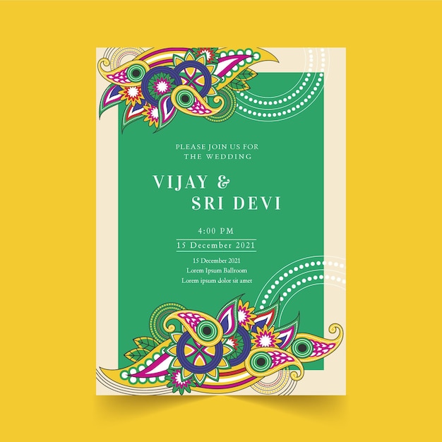 Indian paisley wedding invitation