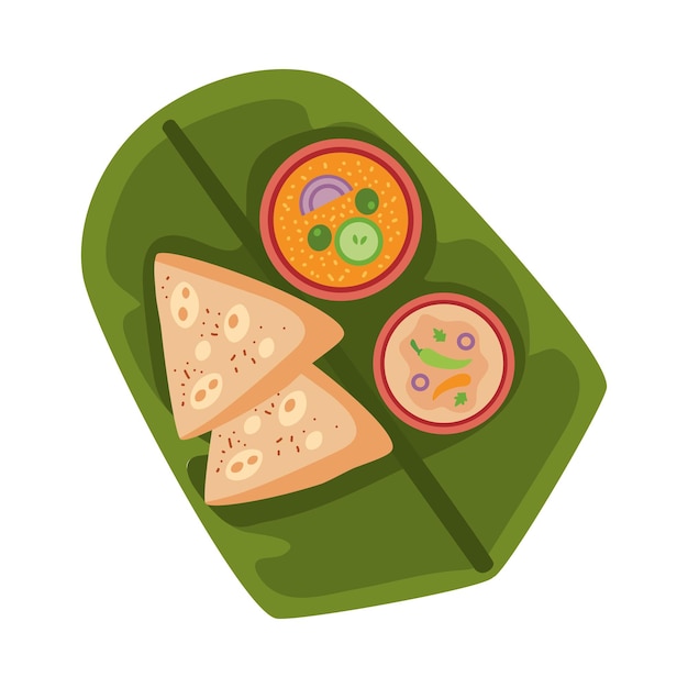 Free vector indian pan naan over batel leaf