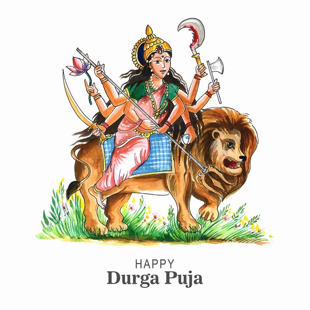 인도 종교 축제 durga puja 카드 배경