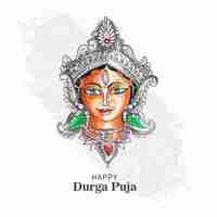 Free vector indian religion festival durga puja face card background