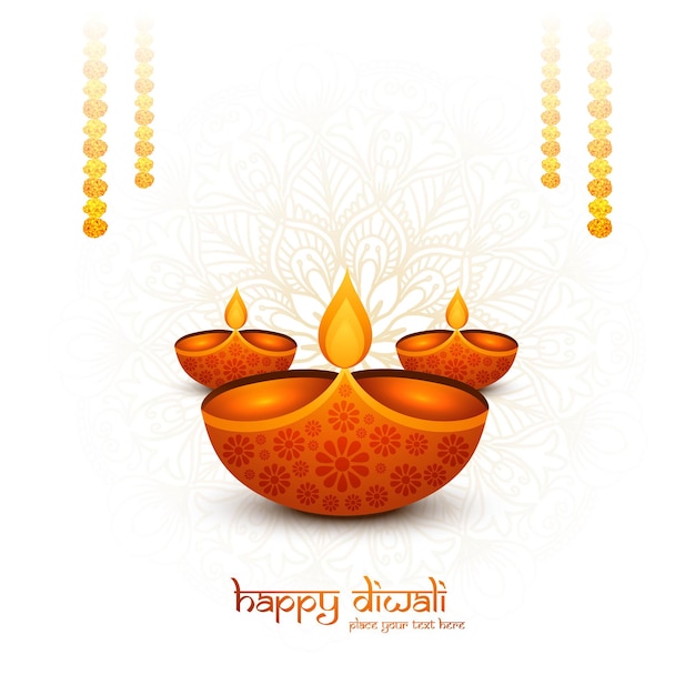 Free vector indian religious festival diwali background with lamps