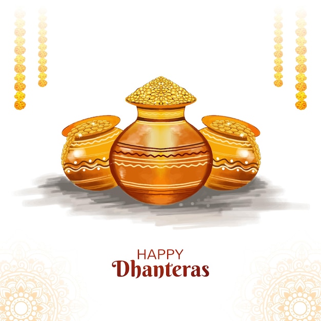 Free vector indian religious festival subh dhanteras background