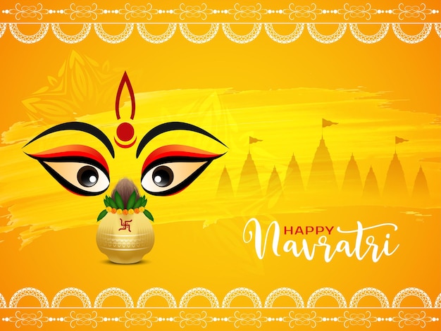 Free Vector | Indian religious happy navratri festival greeting yellow  background design vector