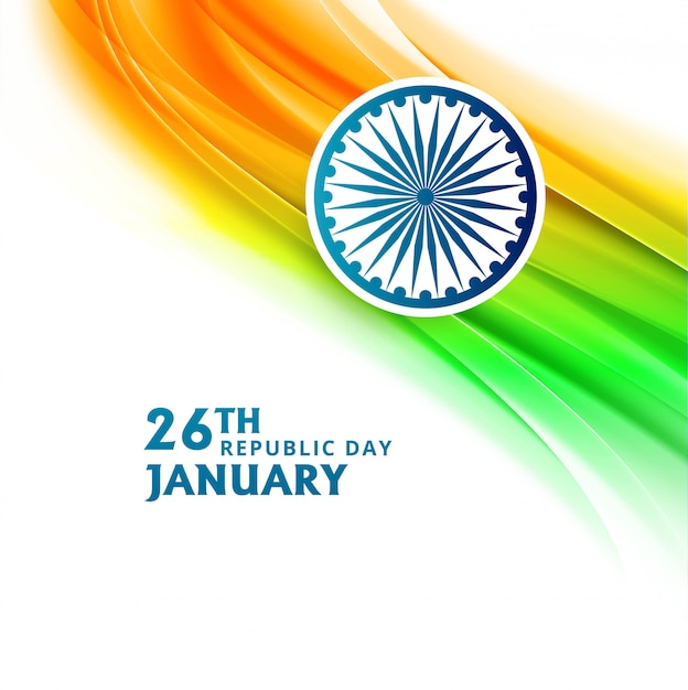 Indian Republic day 26 January with flag wave 
