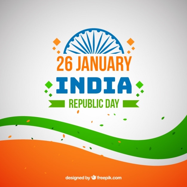 Free vector indian republic day background with confetti and wavy forms