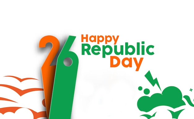 Indian Republic day concept with text 26 January. Vector illustration Design.