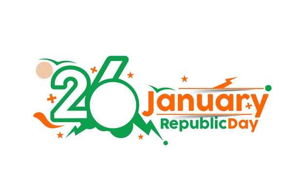 Indian Republic day concept with text 26 January. Vector illustration Design.