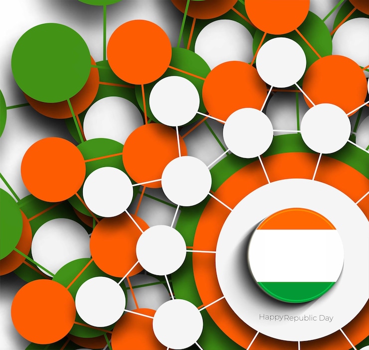 Free Vector indian republic day concept with text 26 january. vector illustration design.