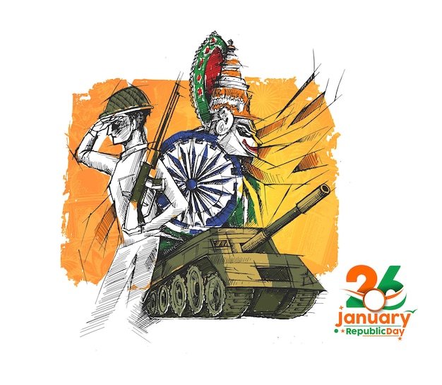 Indian republic day concept with text 26 january.