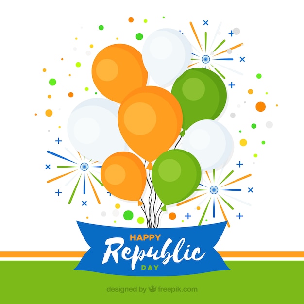 Indian republic day design with balloons