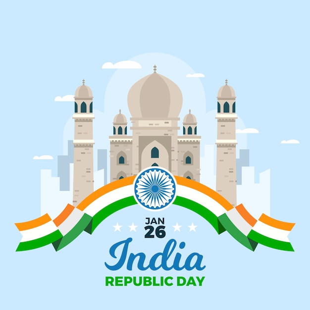 Индийская республика день плоский дизайн концепции