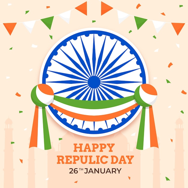 Free vector indian republic day in flat design