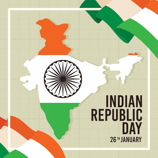 フラットなデザインのインド共和国記念日