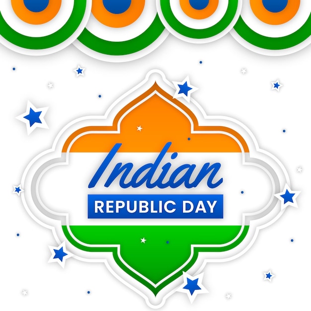 Free vector indian republic day in paper style