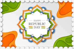 Free vector indian republic day in paper style