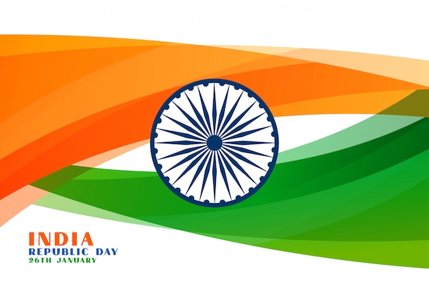 Free vector indian republic day wavy flag background