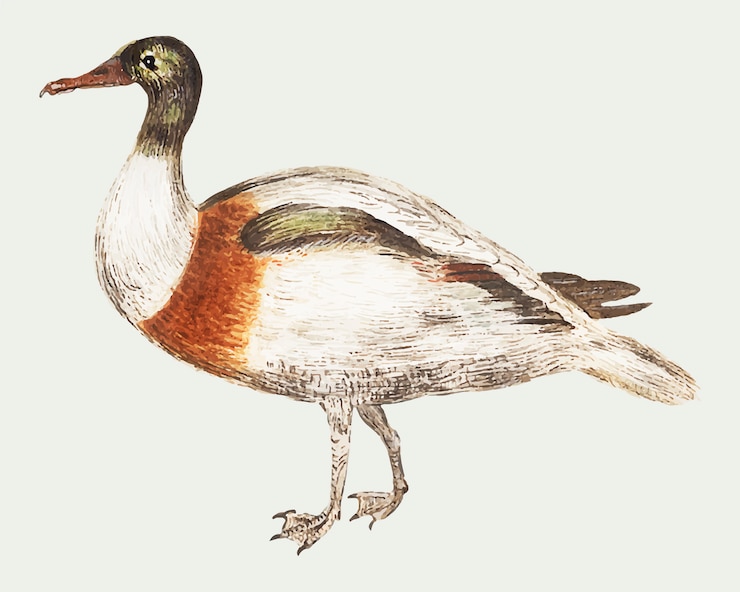 Free Vector indian runner duck in vintage style
