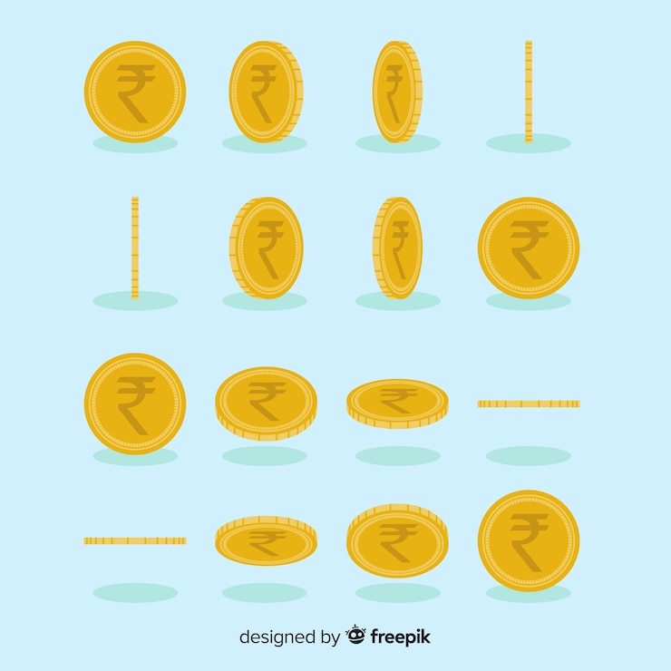 Free Vector indian rupee coin set 