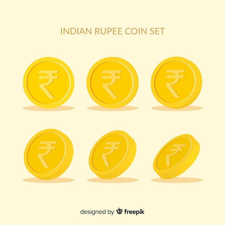 Free Vector indian rupee coin set 