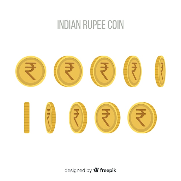 Vettore gratuito set di monete rupia indiana