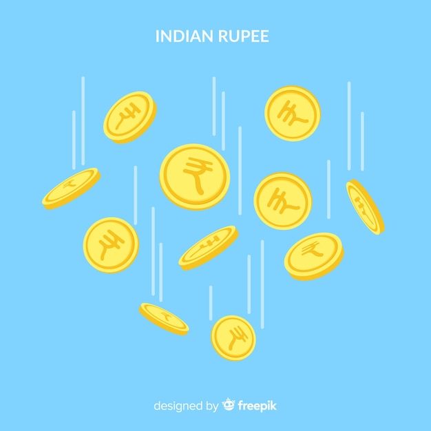 Free vector indian rupee coins falling background