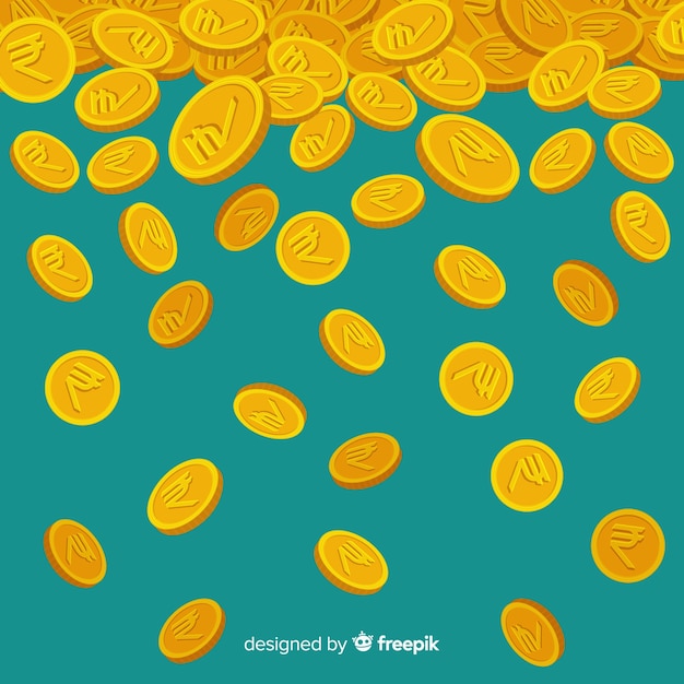 Free vector indian rupee coins falling background