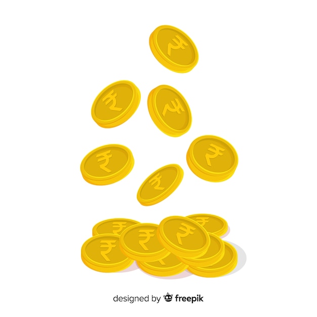 Free vector indian rupee coins falling background