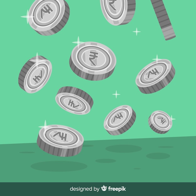 Free vector indian rupee coins falling background