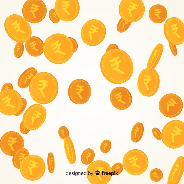 Free vector indian rupee coins falling background