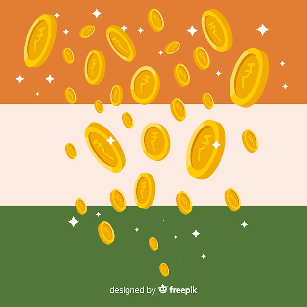 Free vector indian rupee coins falling background